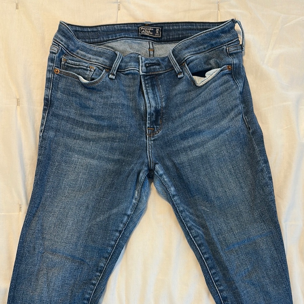 Abercrombie & Fitch Blue Skinny Jeans with Subtle Fading